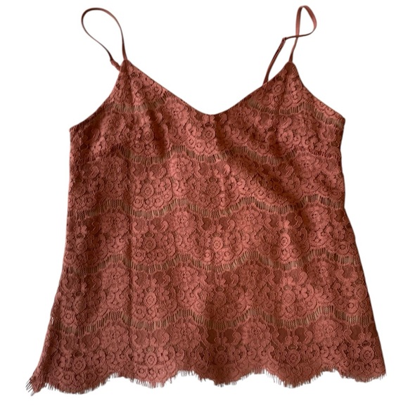 ❤️ Peachy pink coral lace adjustable strap camisole sexy tank blouse valentines - Picture 2 of 7